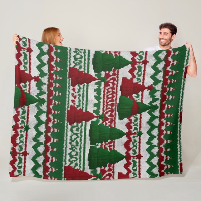  knitted Christmas tree pattern Fleece Blanket (In Situ)