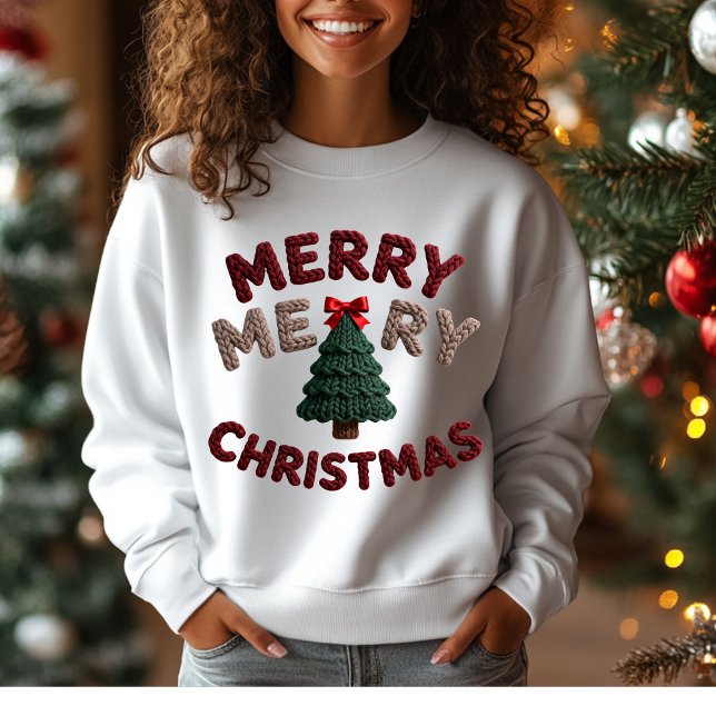 Knitted Christmas Tree T-Shirt T-Shirt Tri-Blend Shirt (Creator Uploaded)