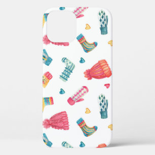 Knitted Clothes Watercolor: Colourful Winter Seaml iPhone 12 Case