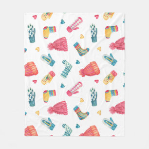 Knitted Clothes Watercolor: Colourful Winter Seaml Fleece Blanket