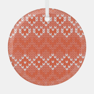Knitted geometric, seamless pattern glass tree decoration