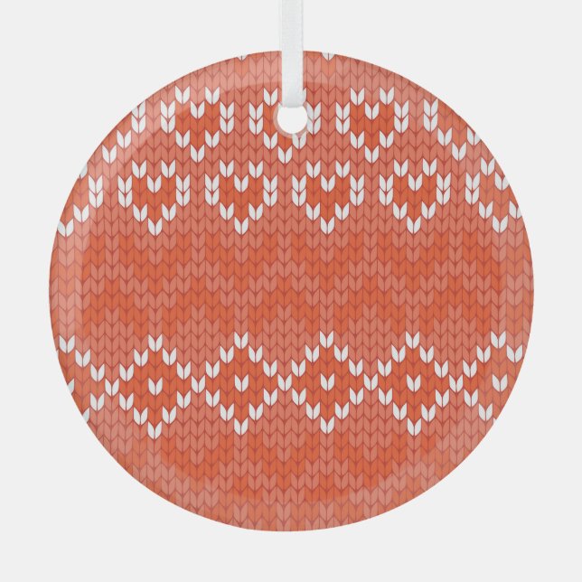 Knitted geometric, seamless pattern glass tree decoration (Front)