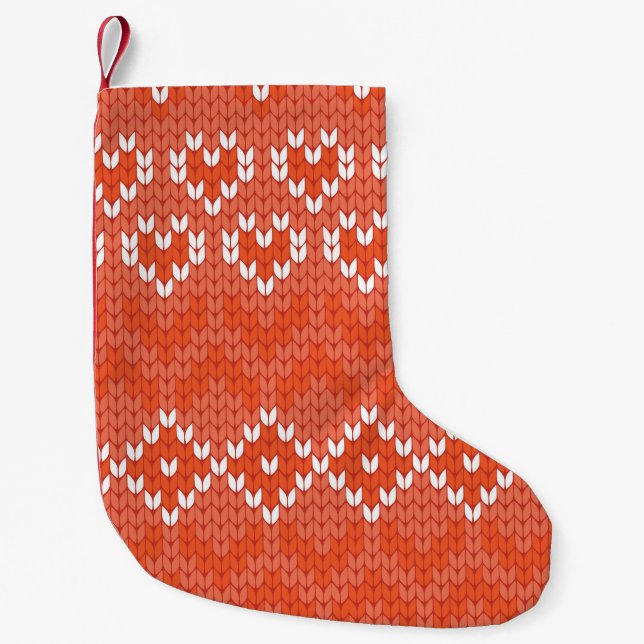 Knitted geometric, seamless pattern small christmas stocking (Front)