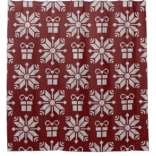 Knitted Gifts: Vintage Winter Pattern. Shower Curtain