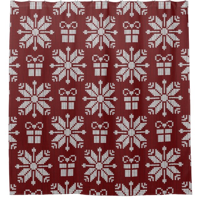 Knitted Gifts: Vintage Winter Pattern. Shower Curtain (Front)
