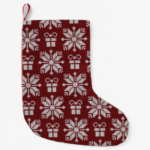 Knitted Gifts: Vintage Winter Pattern. Small Christmas Stocking