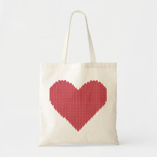 Knitted Heart Tote Bag