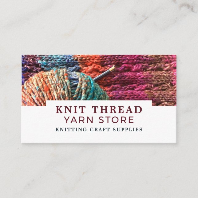 Knitted Material, Knitting Store, Yarn Store Business Card (Front)