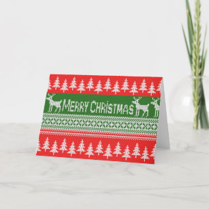 Knitted "Merry Christmas" pattern Holiday Card