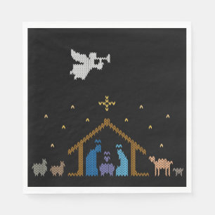 Knitted Nativity - Ugly Christmas Sweater - Angel Napkin