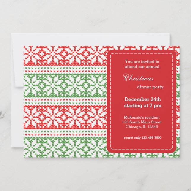 Knitted pattern invitation (Front)