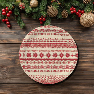  Knitted-Pattern   look   Nordic    folk art style Paper Plate