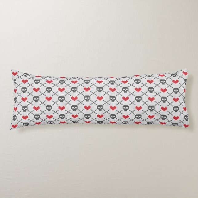 Knitted pattern with skulls body cushion (Front)