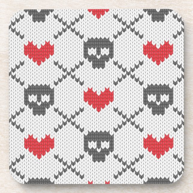 Knitted pattern with skulls coaster (Front)