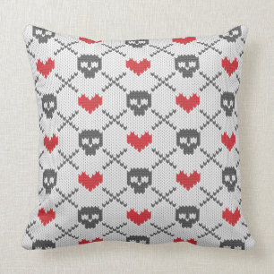 Knitted pattern with skulls cushion