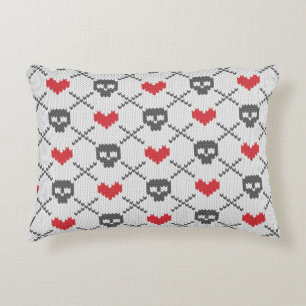 Knitted pattern with skulls decorative cushion