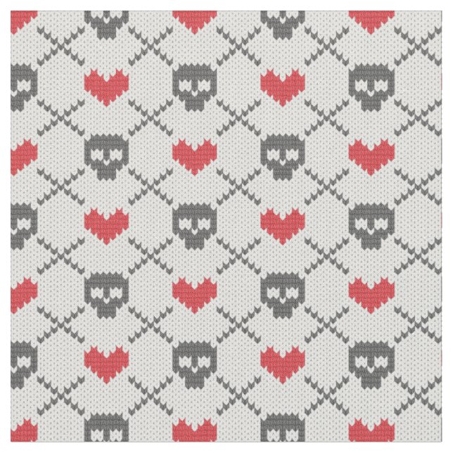 Knitted pattern with skulls fabric (Close Up)