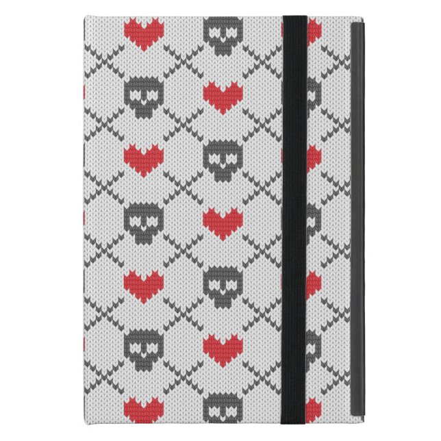 Knitted pattern with skulls iPad mini cover (Front Closed)