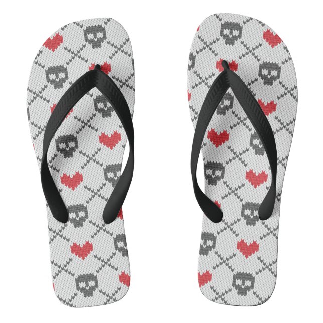 Knitted pattern with skulls jandals (Footbed)
