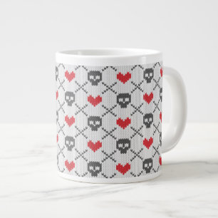 Knitted pattern with skulls large coffee mug