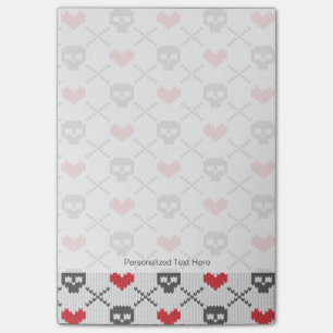 Knitted pattern with skulls post-it notes