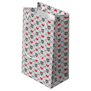 Knitted pattern with skulls small gift bag