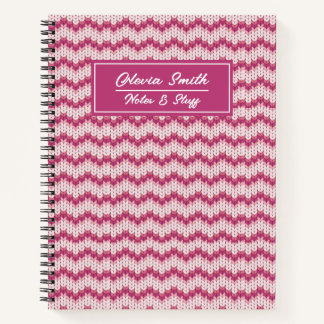 Knitted Pink and White Zig Zag Notebook
