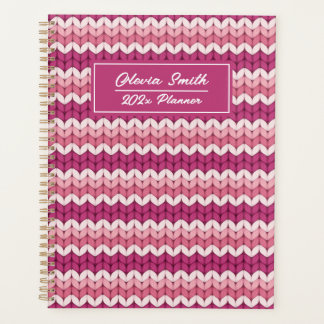 Knitted Pink Zig Zag Planner