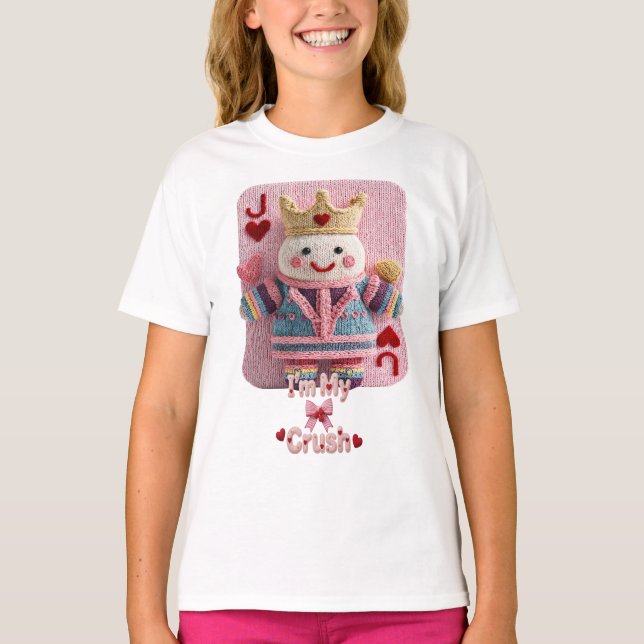 Knitted Queen of Hearts Valentine Self-Love Doll T-Shirt (Front)