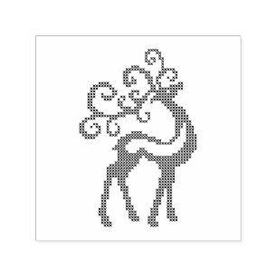 Knitted reindeer christmas design antlers self-inking stamp