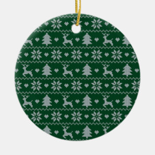 Knitted seamless Christmas pattern Ceramic Tree Decoration