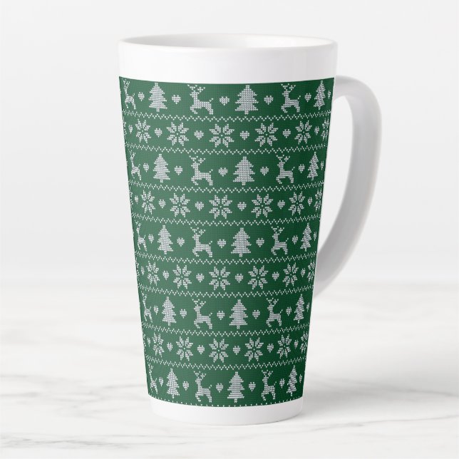 Knitted seamless Christmas pattern Latte Mug (Right Angle)
