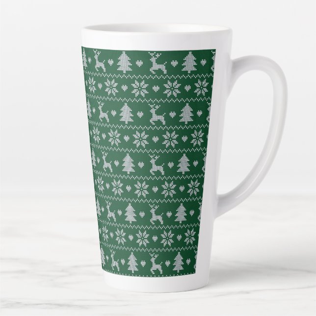 Knitted seamless Christmas pattern Latte Mug (Right)
