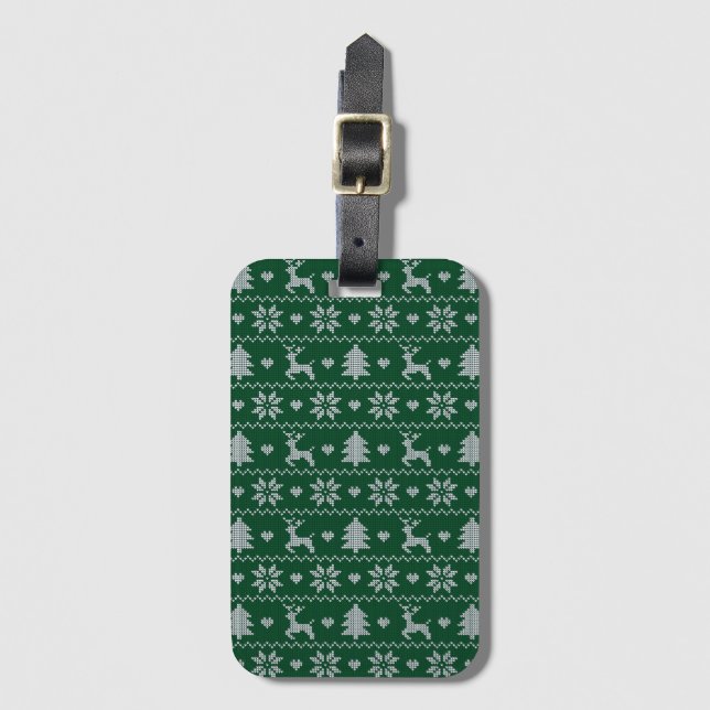 Knitted seamless Christmas pattern Luggage Tag (Front Vertical)