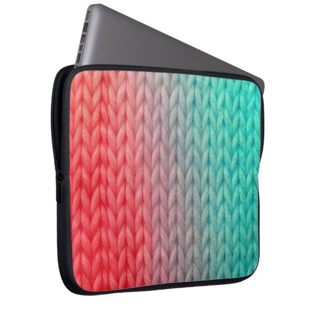 Knitted Stitch Background in Gradient Colors Laptop Sleeve (Front Right)