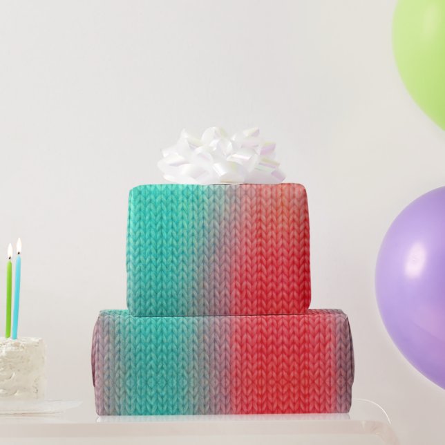 Knitted Stitches in Gradient Colors Wrapping Paper (Party Gifts)