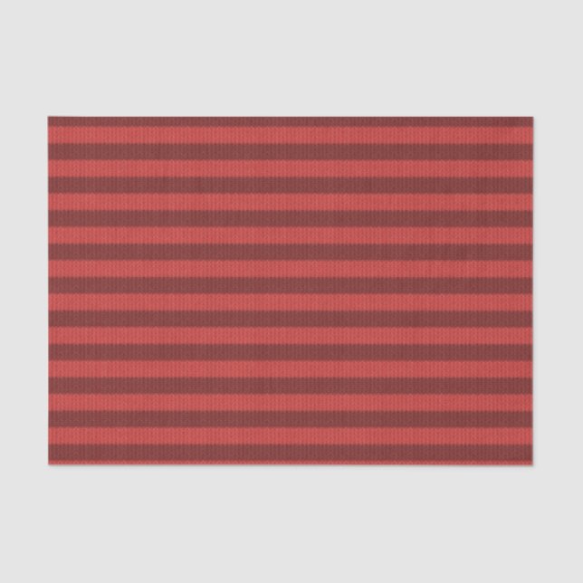 Knitted Stripe - Two-Tone Red Burgundy Holiday Tissue Paper (Front)