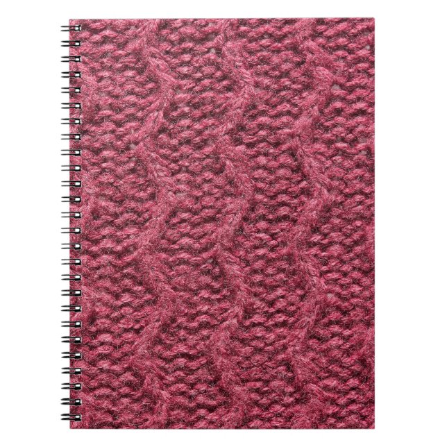 Knitted sweater texture, cherry purple. notebook (Front)