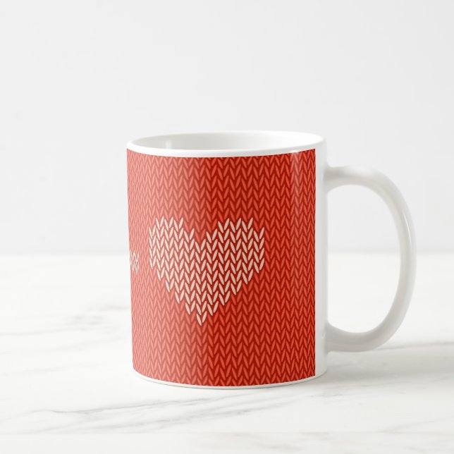 Knitted Two Hearts Coffee Mug (Right)