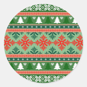 knitted ugly Christmas sweater Classic Round Sticker
