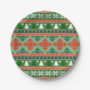 knitted ugly Christmas sweater Paper Plate