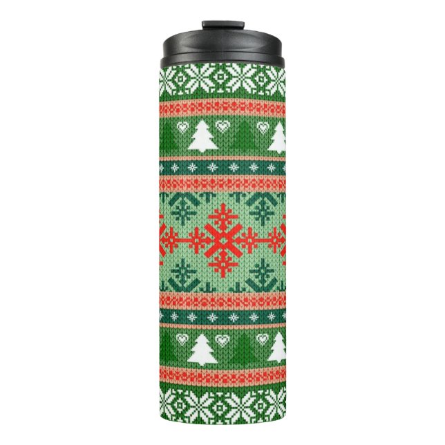 knitted ugly Christmas sweater Thermal Tumbler (Front)