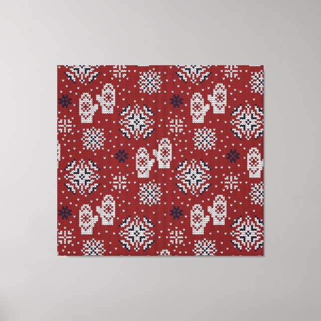 Knitted Winter Christmas Decorative Pattern Canvas Print (Front)