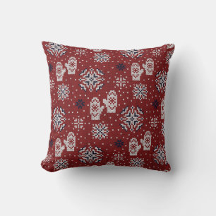 Knitted Winter Christmas Decorative Pattern Cushion
