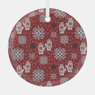Knitted Winter Christmas Decorative Pattern Glass Tree Decoration