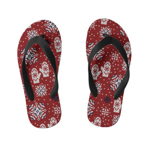 Knitted Winter Christmas Decorative Pattern Kid's Jandals