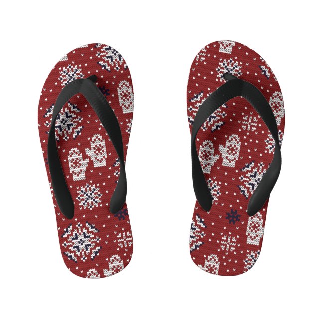 Knitted Winter Christmas Decorative Pattern Kid's Jandals (Footbed)