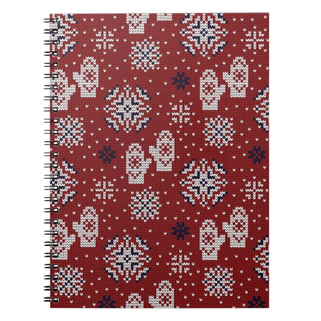 Knitted Winter Christmas Decorative Pattern Notebook (Front)