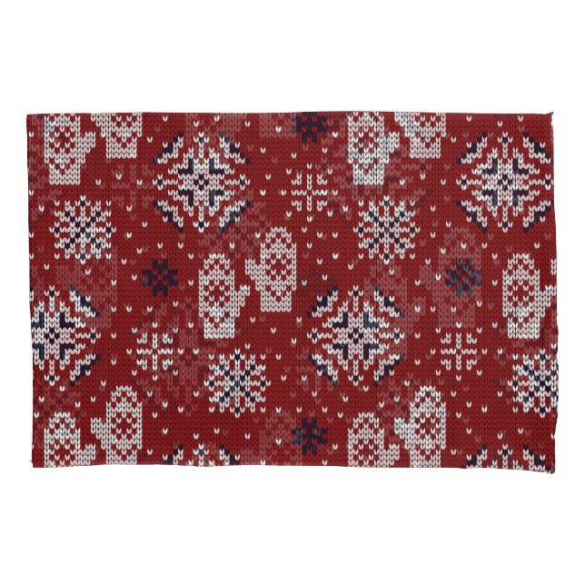 Knitted Winter Christmas Decorative Pattern Pillowcase (Front)
