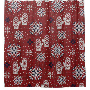 Knitted Winter Christmas Decorative Pattern Shower Curtain